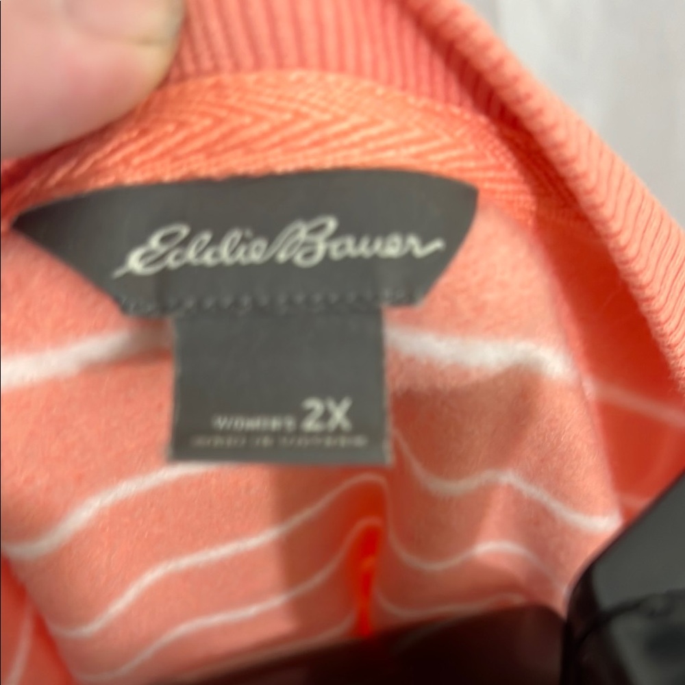 Eddie Bauer Coral Striped Sweatshirt - Picture 2 of 3